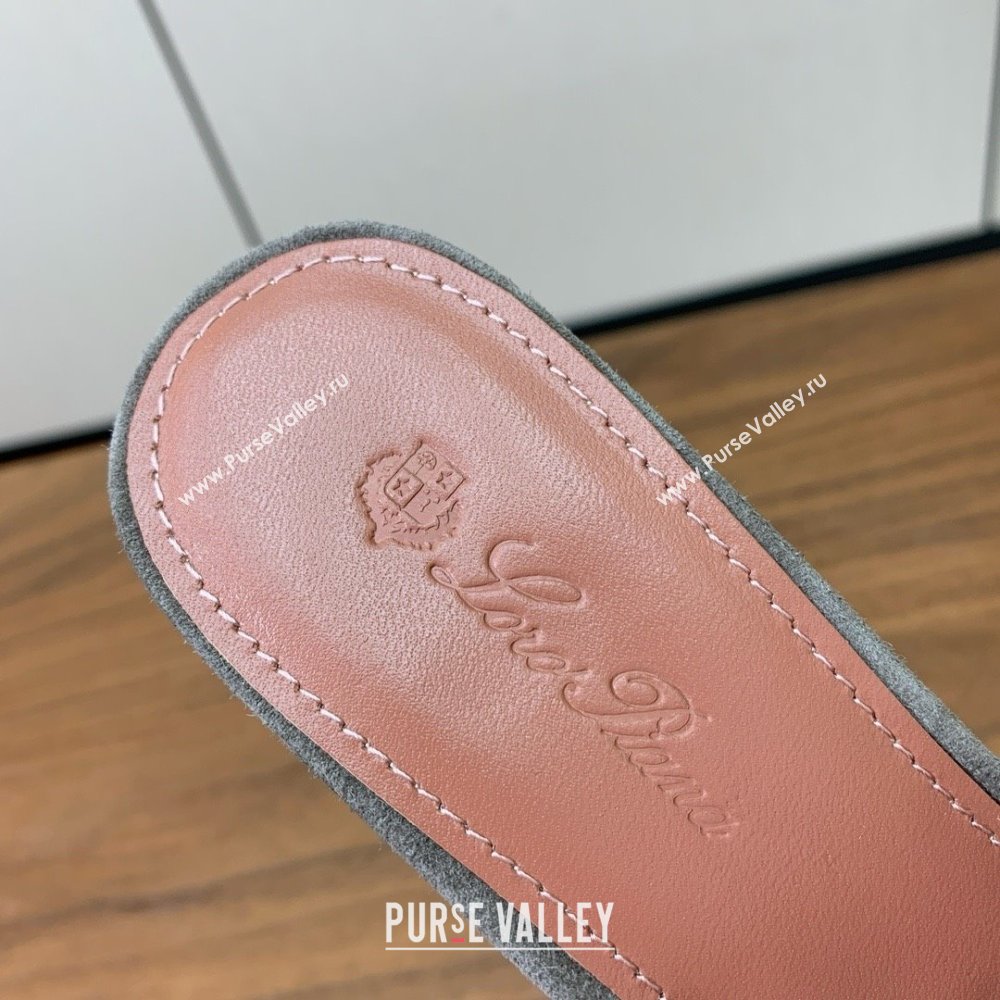 Loro Piana Summer Charms Sandal 5.5cm Heel in Suede LP62015 Grey 2025 (HH-25062015)