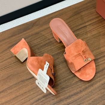 Loro Piana Summer Charms Sandal 5.5cm Heel in Suede LP62016 Orange 2025 (HH-25062016)