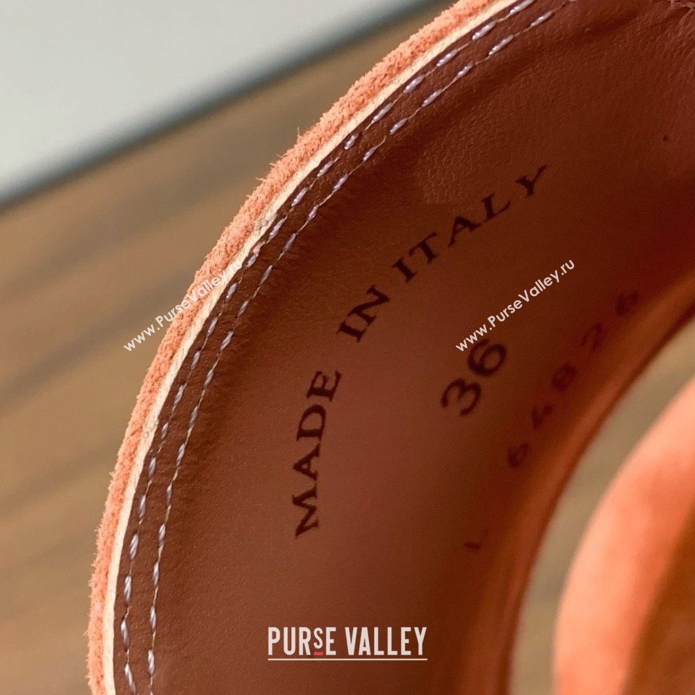 Loro Piana Summer Charms Sandal 5.5cm Heel in Suede LP62016 Orange 2025 (HH-25062016)