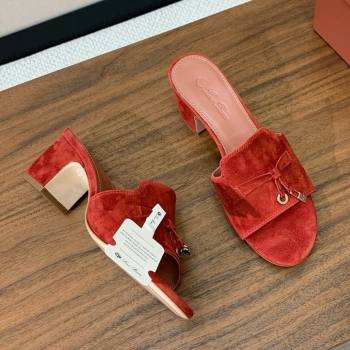 Loro Piana Summer Charms Sandal 5.5cm Heel in Suede LP62017 Red 2025 (HH-25062017)