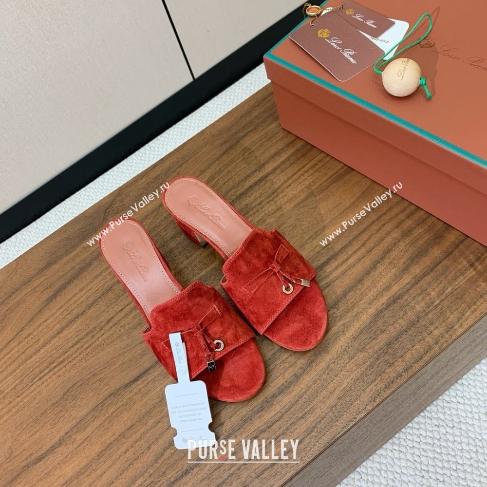 Loro Piana Summer Charms Sandal 5.5cm Heel in Suede LP62017 Red 2025 (HH-25062017)