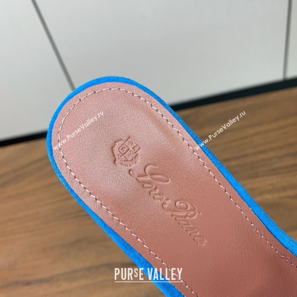 Loro Piana Summer Charms Sandal 5.5cm Heel in Suede LP62018 Peacock Blue 2025 (HH-25062018)