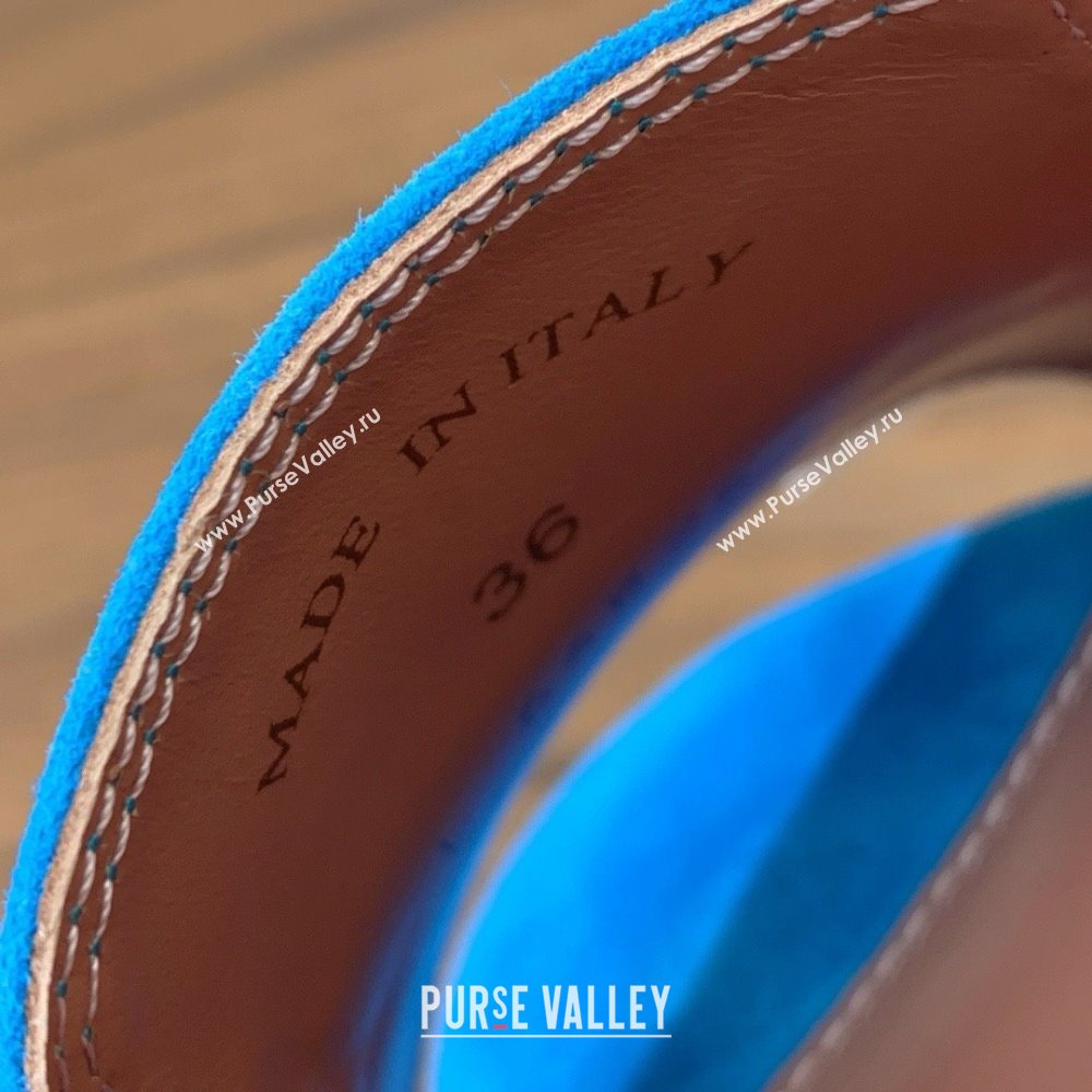 Loro Piana Summer Charms Sandal 5.5cm Heel in Suede LP62018 Peacock Blue 2025 (HH-25062018)