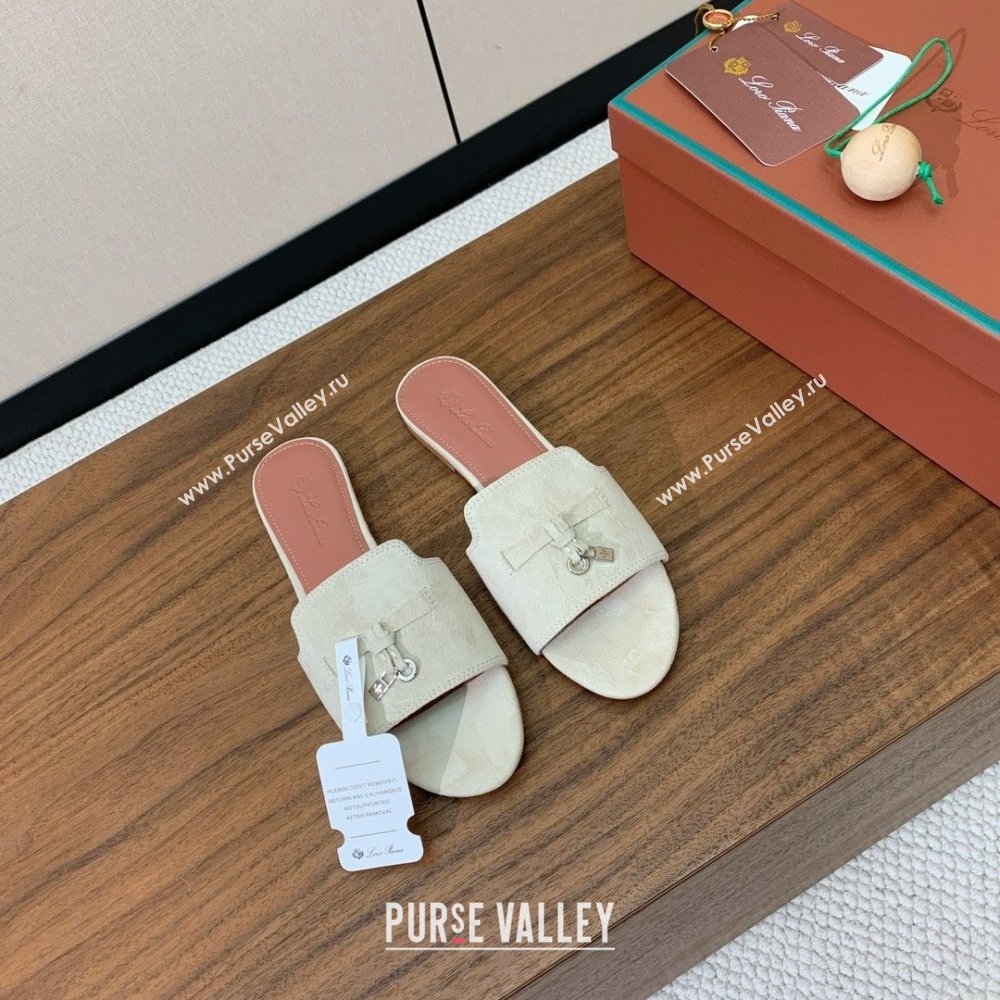 Loro Piana Summer Charms Slides Sandal in Suede LP62019 Apricot 2025 (HH-25062019)