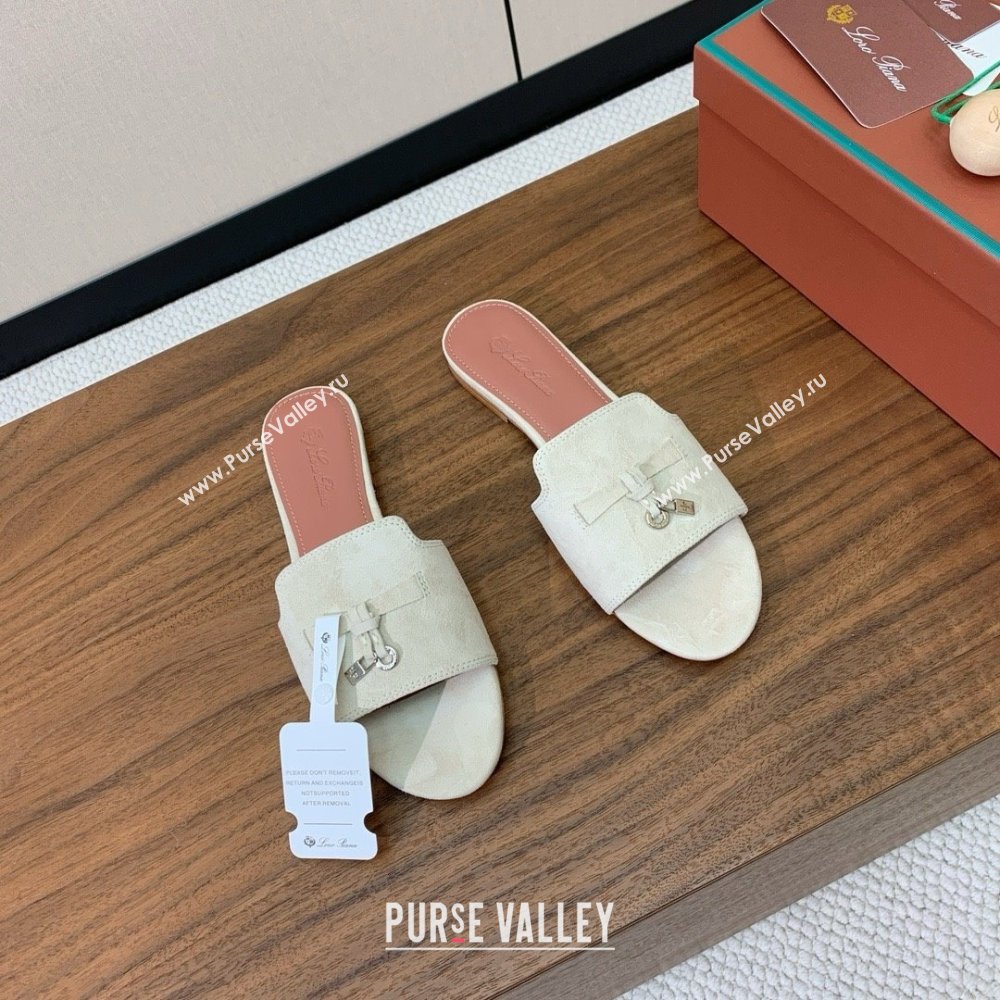Loro Piana Summer Charms Slides Sandal in Suede LP62019 Apricot 2025 (HH-25062019)