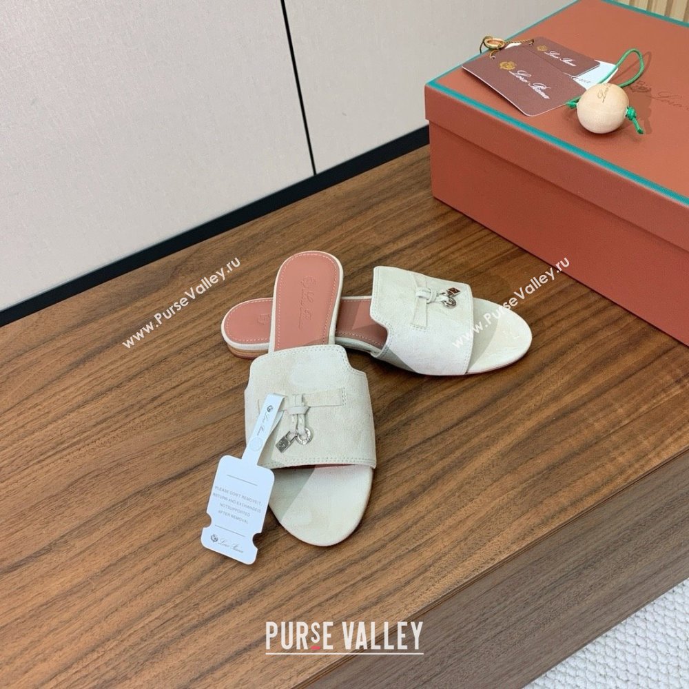 Loro Piana Summer Charms Slides Sandal in Suede LP62019 Apricot 2025 (HH-25062019)
