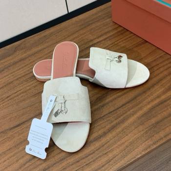 Loro Piana Summer Charms Slides Sandal in Suede LP62019 Apricot 2025 (HH-25062019)