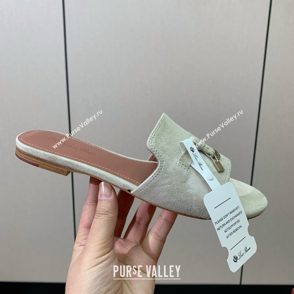 Loro Piana Summer Charms Slides Sandal in Suede LP62019 Apricot 2025 (HH-25062019)