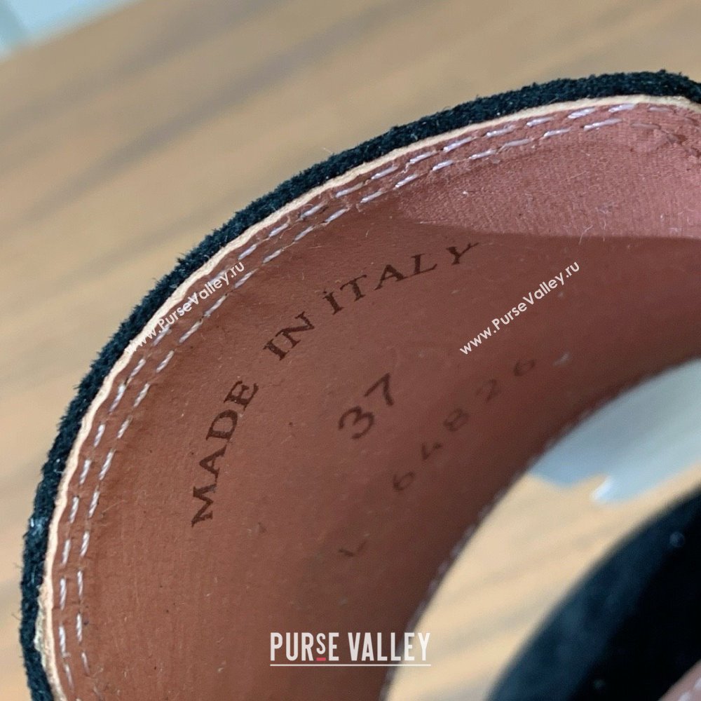 Loro Piana Summer Charms Slides Sandal in Suede LP62020 Black 2025 (HH-25062020)