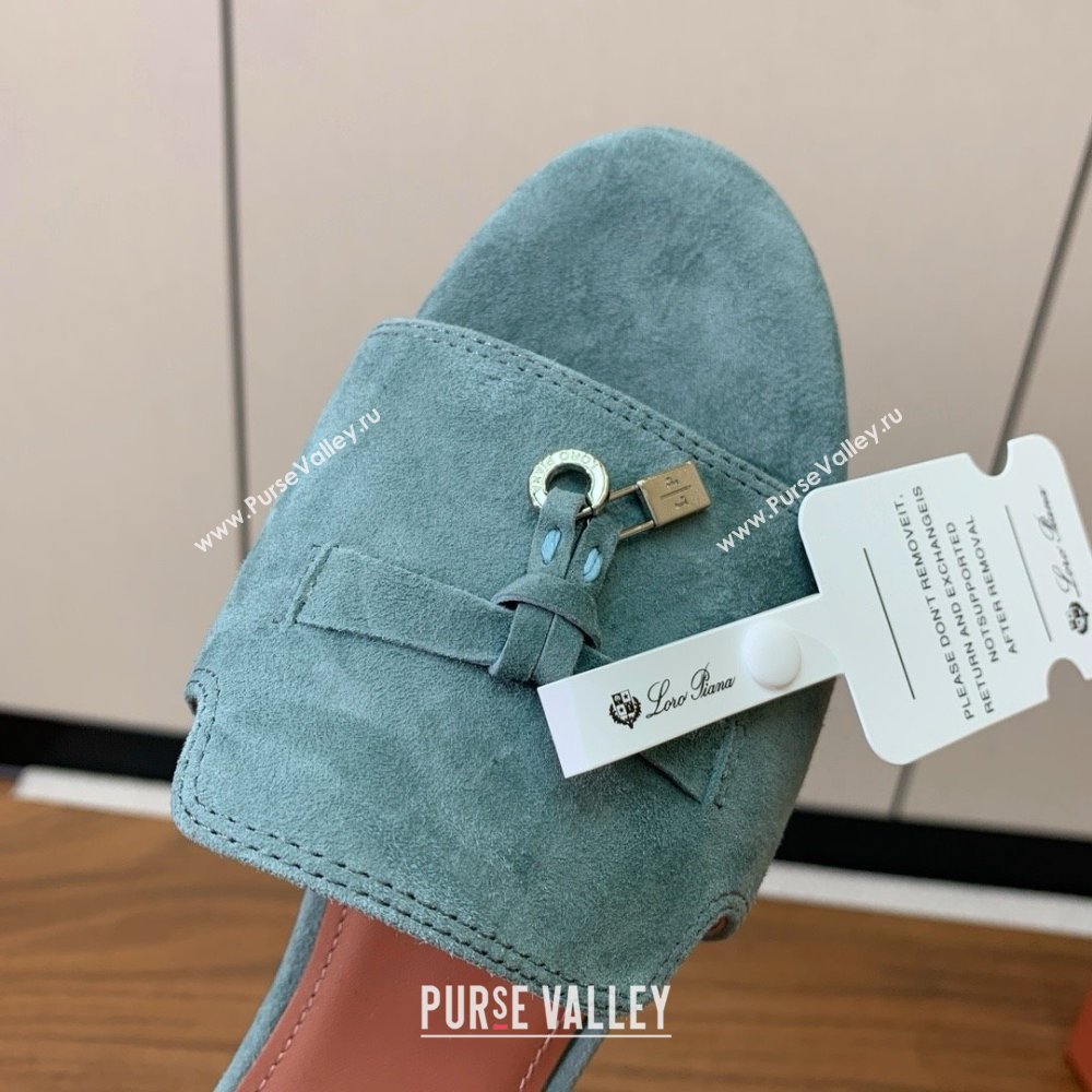 Loro Piana Summer Charms Slides Sandal in Suede LP62021 Green Grey 2025 (HH-25062021)
