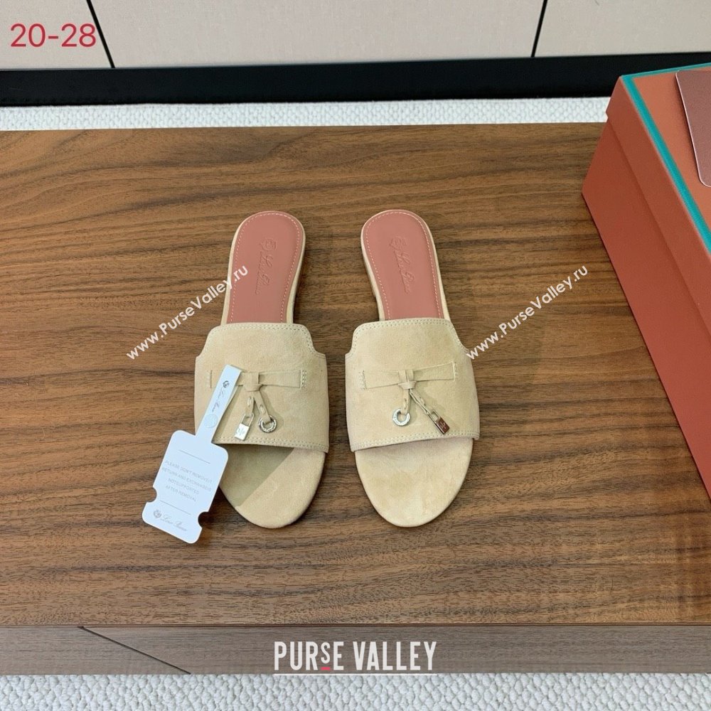 Loro Piana Summer Charms Slides Sandal in Suede LP62022 Beige 2025 (HH-25062022)