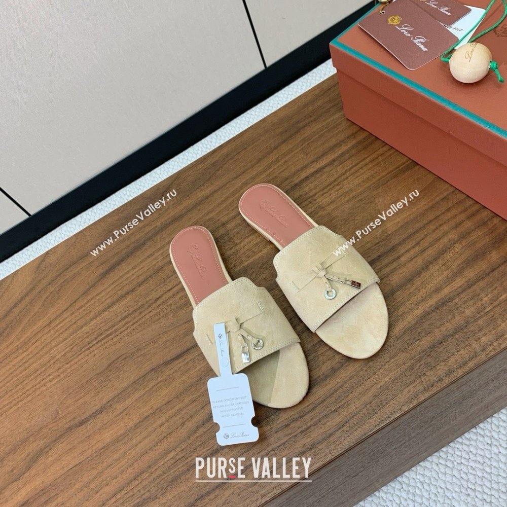 Loro Piana Summer Charms Slides Sandal in Suede LP62022 Beige 2025 (HH-25062022)