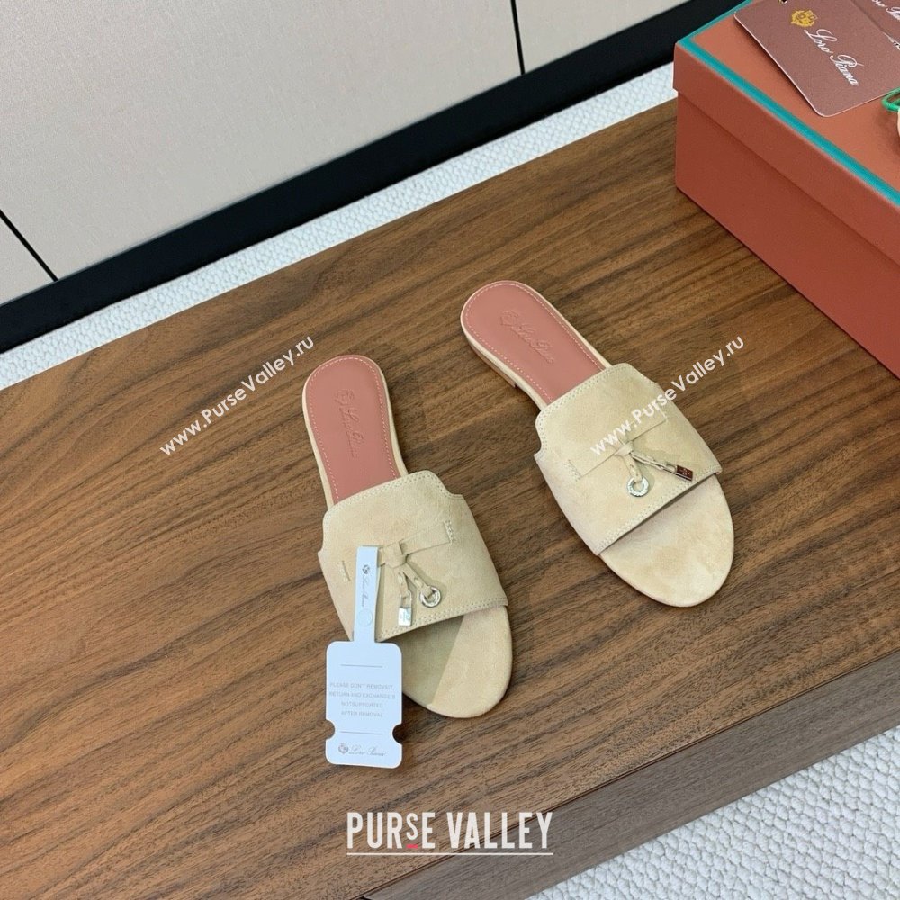 Loro Piana Summer Charms Slides Sandal in Suede LP62022 Beige 2025 (HH-25062022)