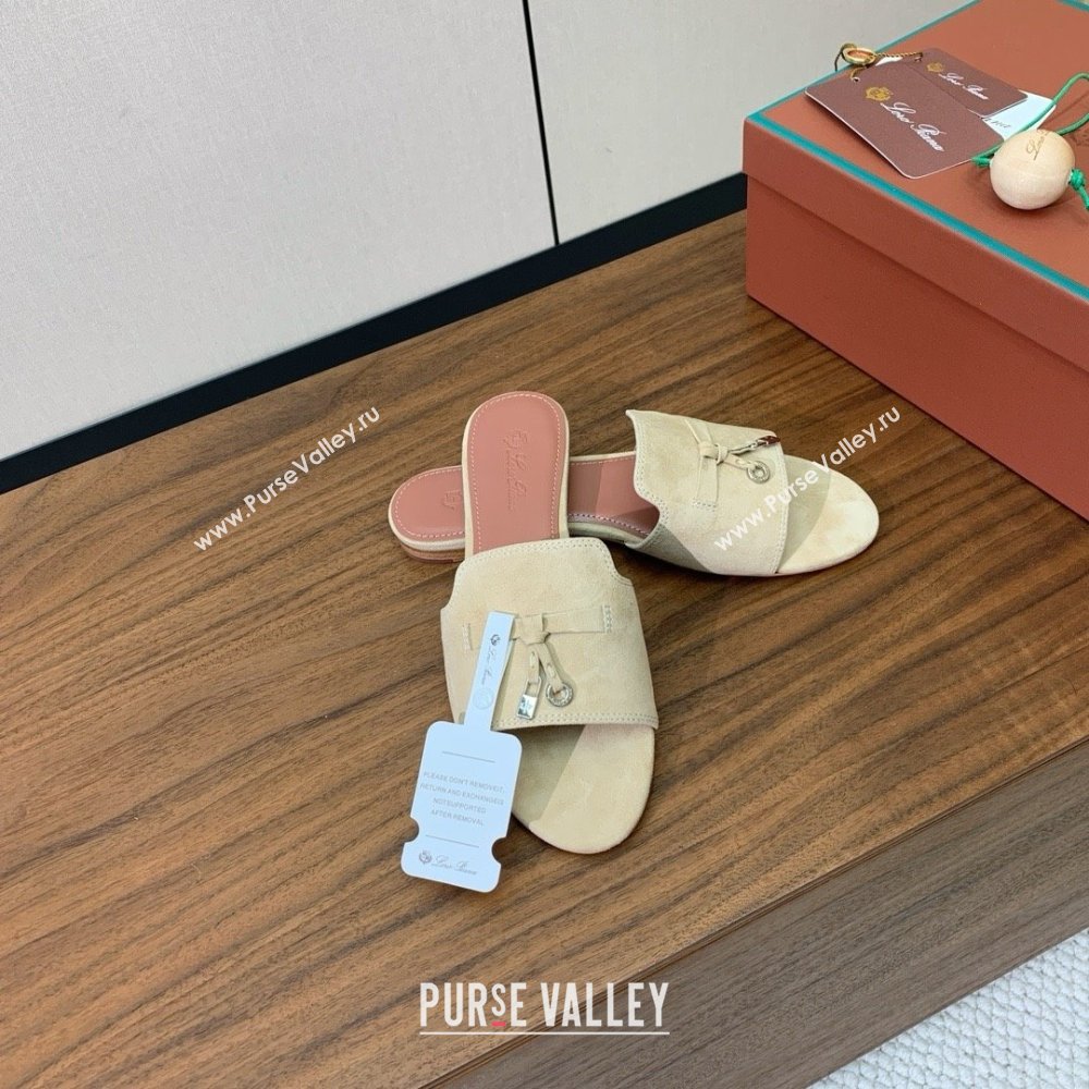 Loro Piana Summer Charms Slides Sandal in Suede LP62022 Beige 2025 (HH-25062022)