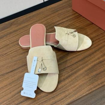 Loro Piana Summer Charms Slides Sandal in Suede LP62022 Beige 2025 (HH-25062022)