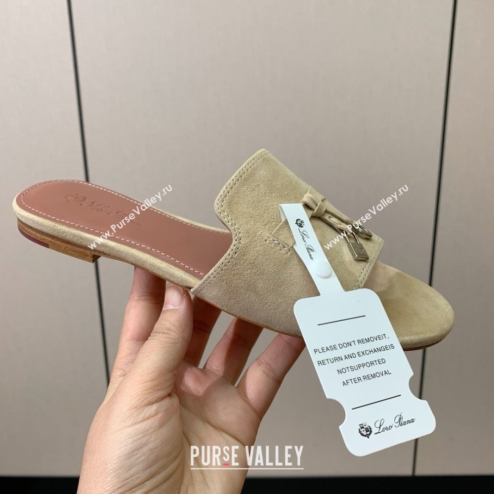 Loro Piana Summer Charms Slides Sandal in Suede LP62022 Beige 2025 (HH-25062022)