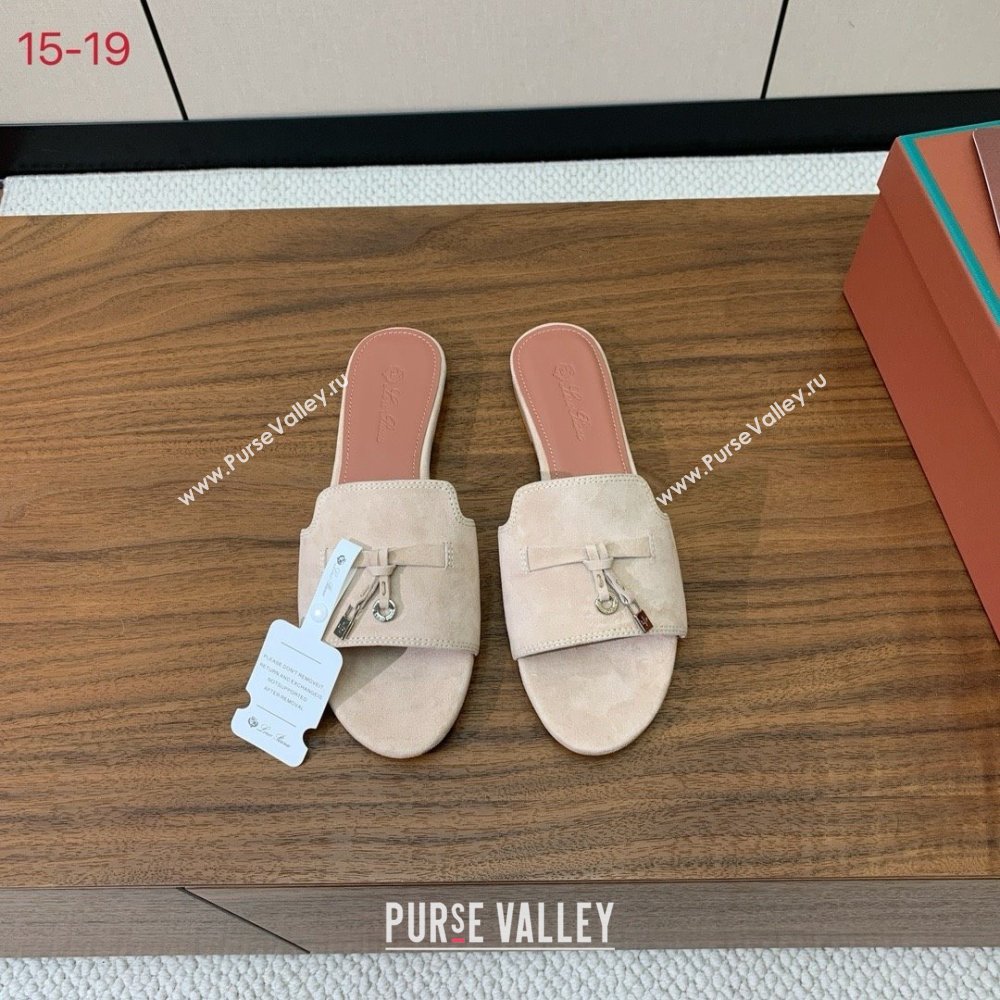 Loro Piana Summer Charms Slides Sandal in Suede LP62024 Beige 02 2025 (HH-25062024)