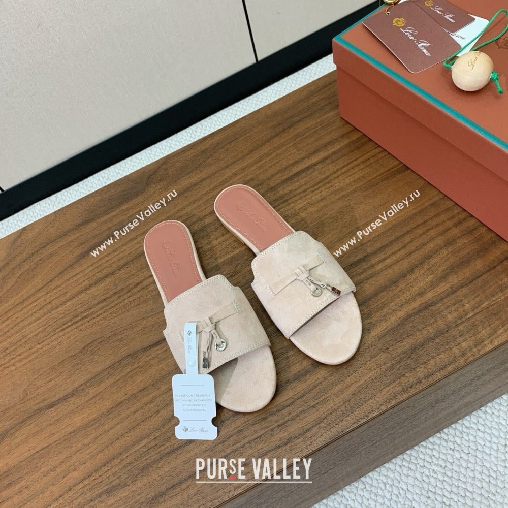 Loro Piana Summer Charms Slides Sandal in Suede LP62024 Beige 02 2025 (HH-25062024)