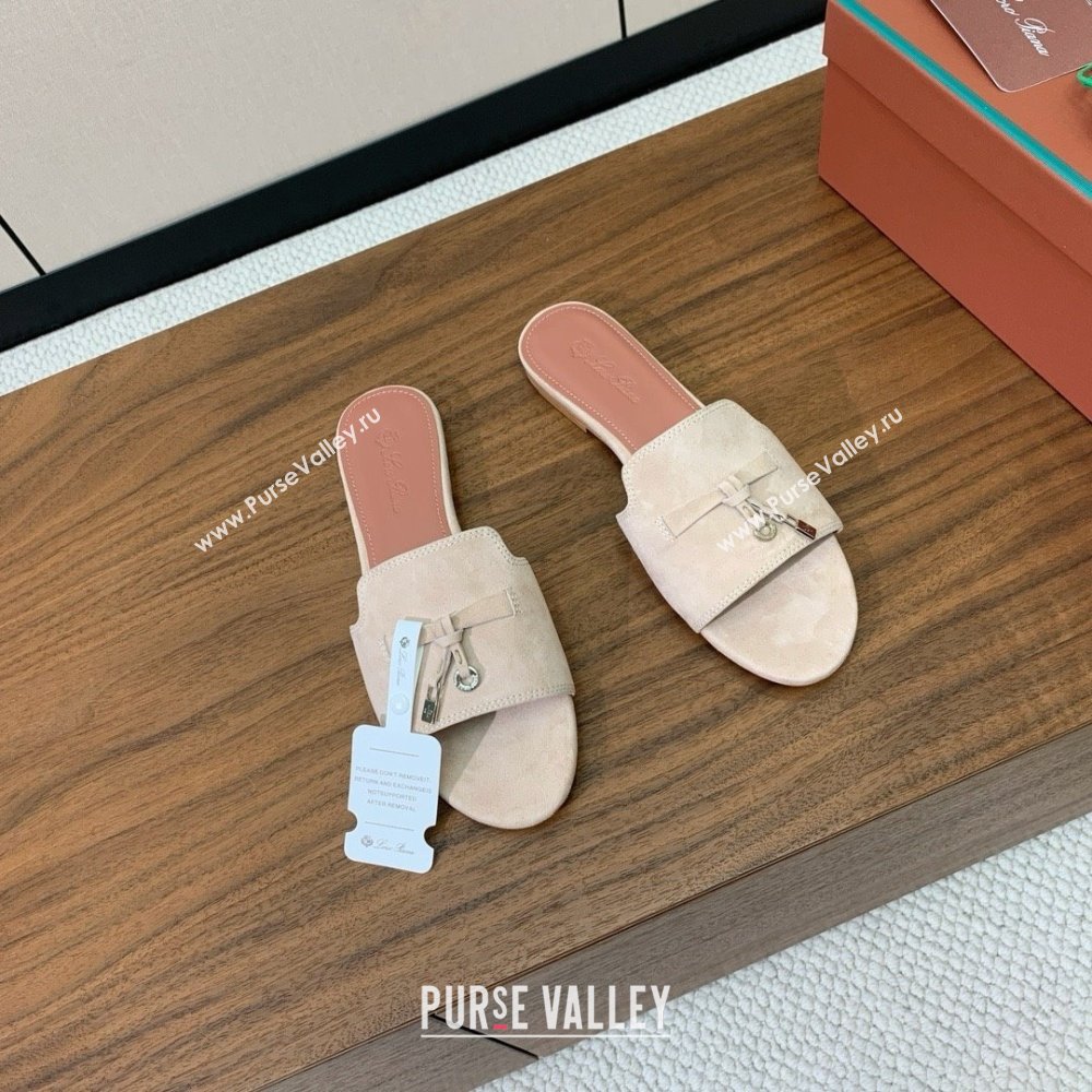Loro Piana Summer Charms Slides Sandal in Suede LP62024 Beige 02 2025 (HH-25062024)