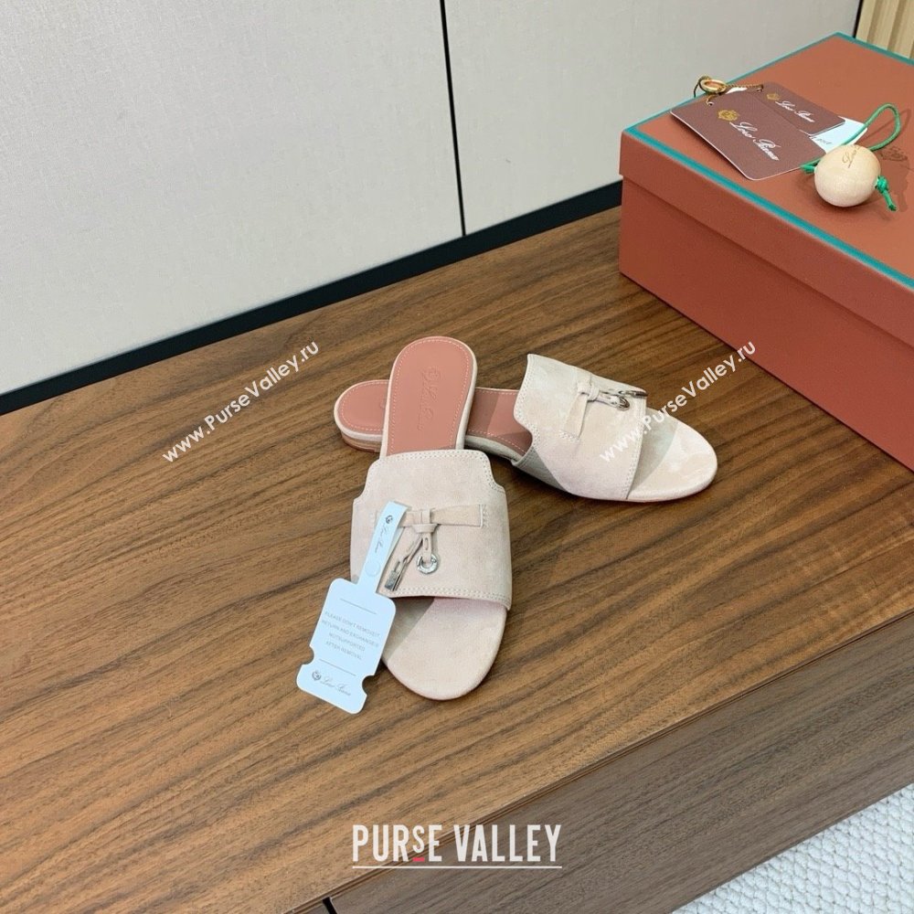 Loro Piana Summer Charms Slides Sandal in Suede LP62024 Beige 02 2025 (HH-25062024)