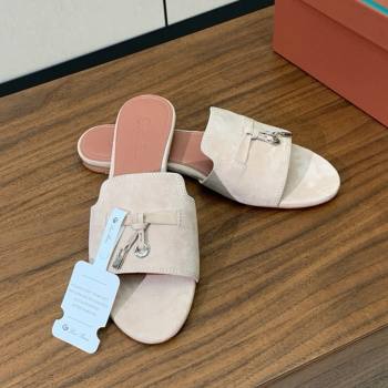 Loro Piana Summer Charms Slides Sandal in Suede LP62024 Beige 02 2025 (HH-25062024)