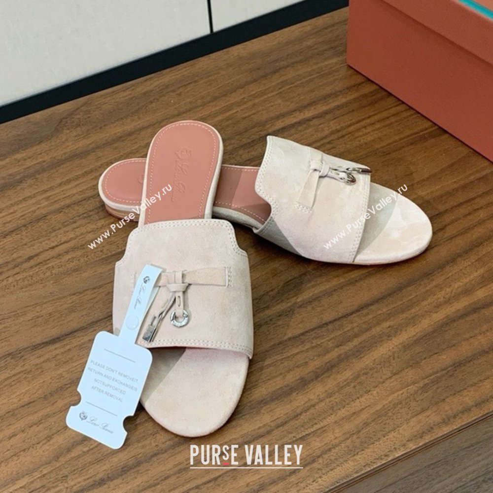 Loro Piana Summer Charms Slides Sandal in Suede LP62024 Beige 02 2025 (HH-25062024)