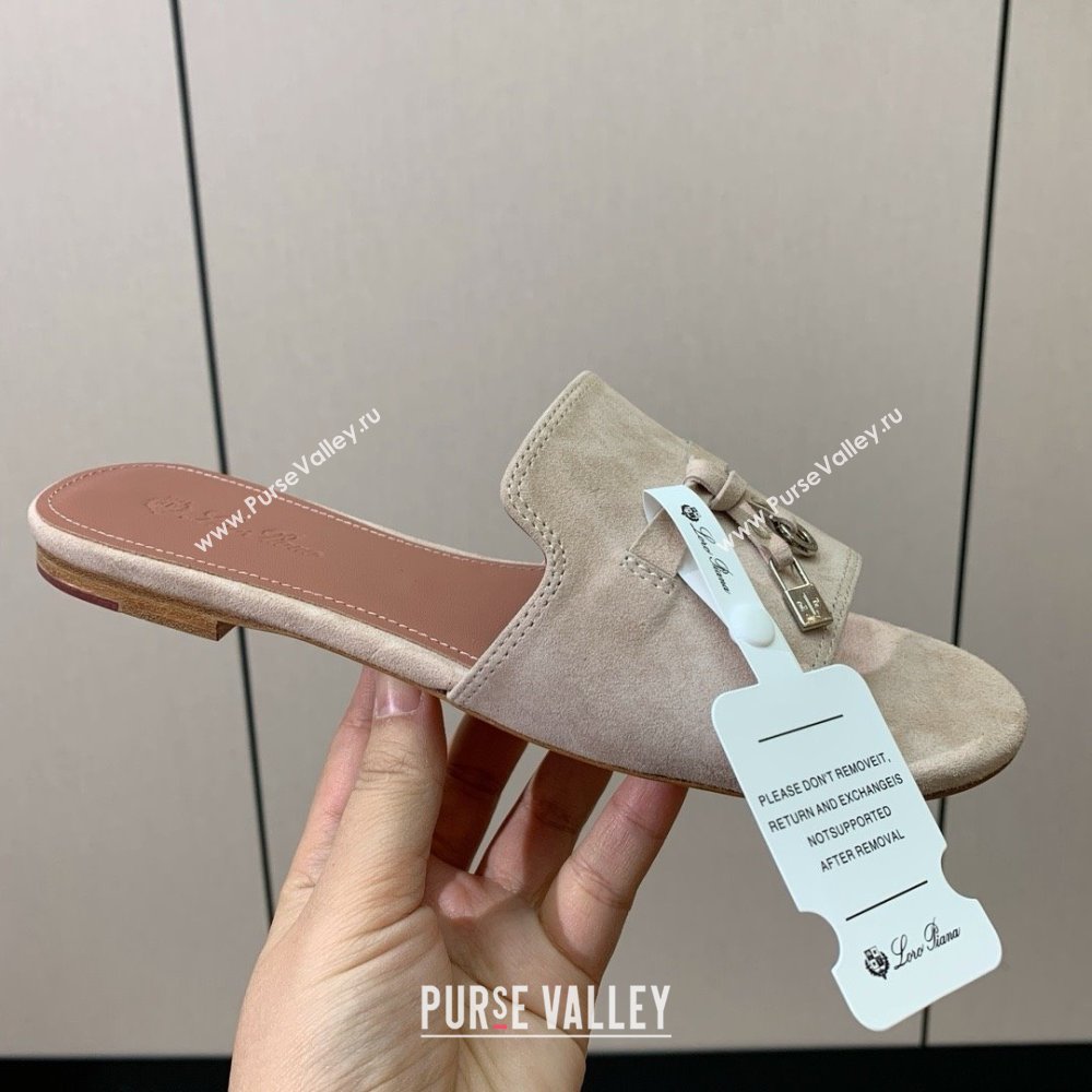 Loro Piana Summer Charms Slides Sandal in Suede LP62024 Beige 02 2025 (HH-25062024)
