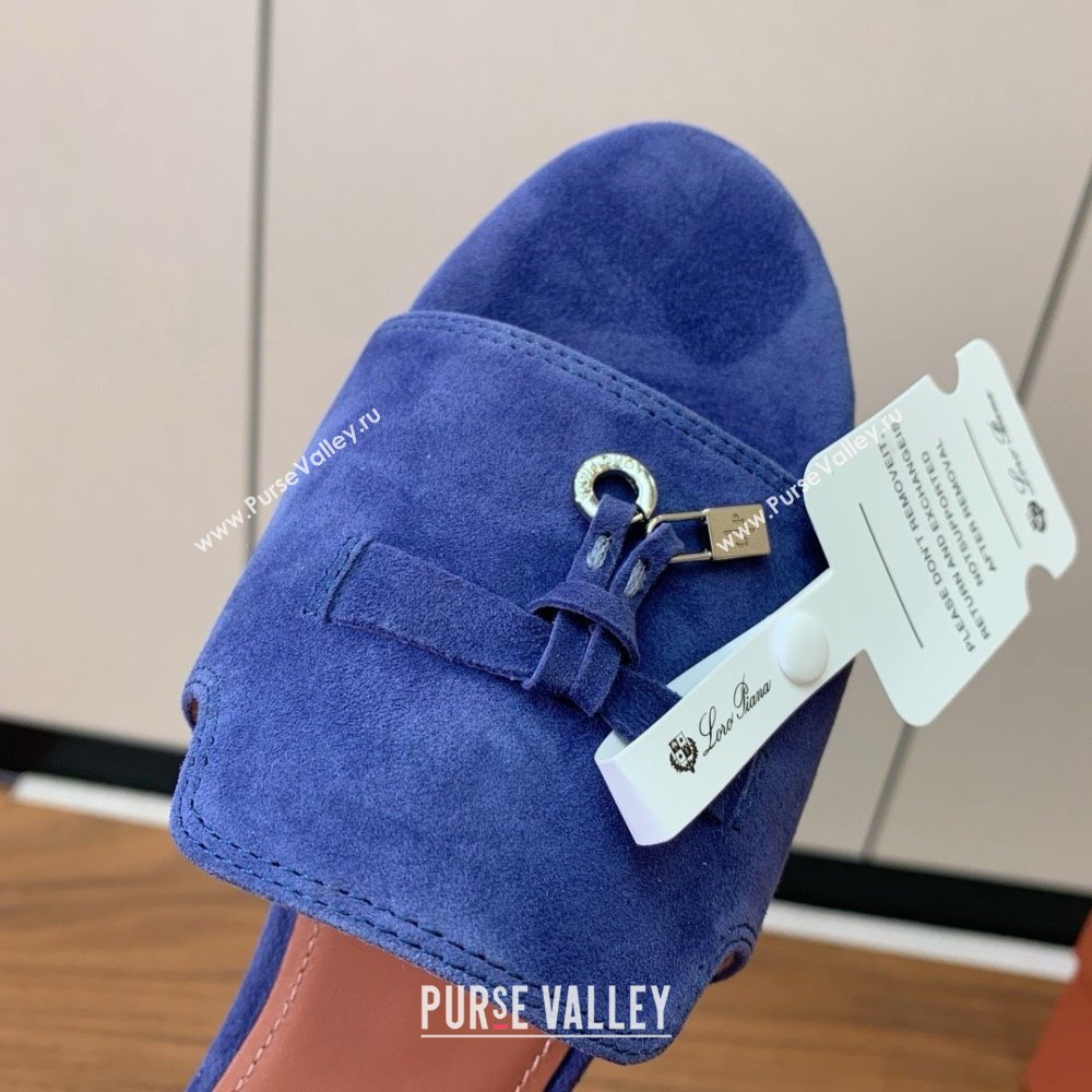 Loro Piana Summer Charms Slides Sandal in Suede LP62025 Blue 2025 (HH-25062025)