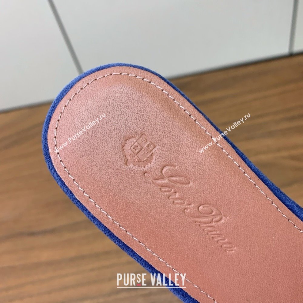 Loro Piana Summer Charms Slides Sandal in Suede LP62025 Blue 2025 (HH-25062025)