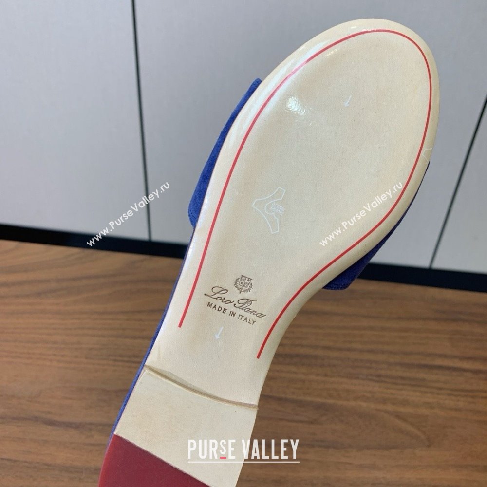 Loro Piana Summer Charms Slides Sandal in Suede LP62025 Blue 2025 (HH-25062025)