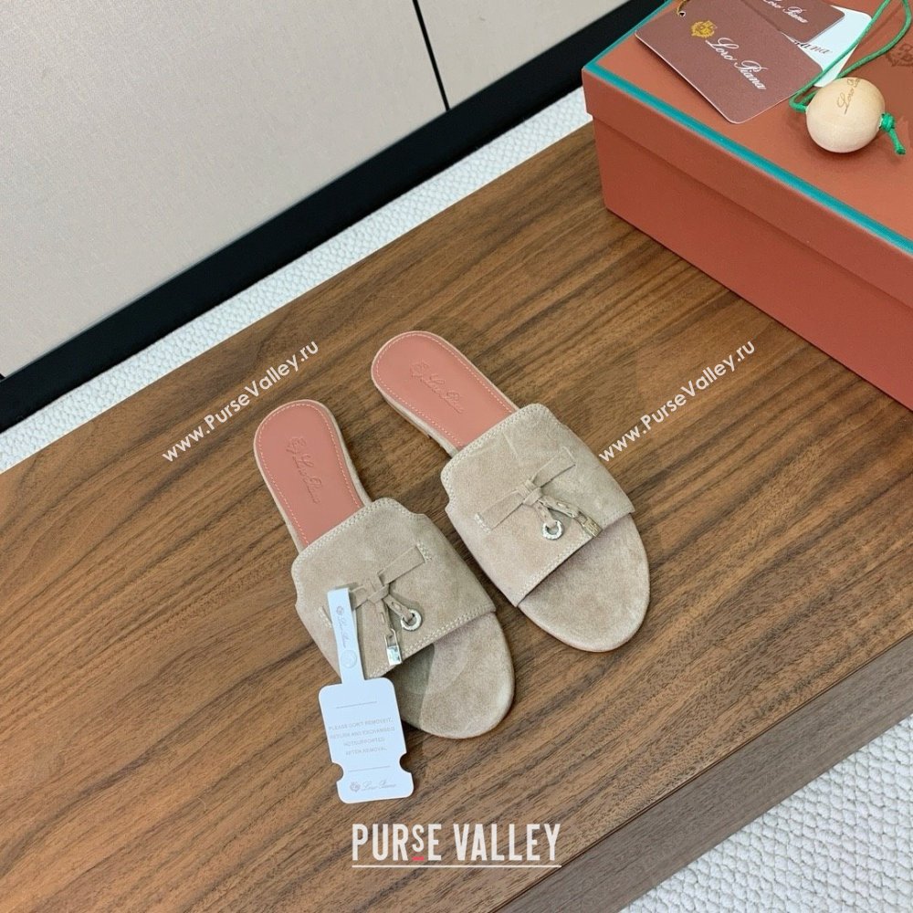 Loro Piana Summer Charms Slides Sandal in Suede LP62026 Deep Khaki 2025 (HH-25062026)