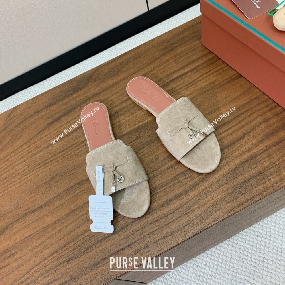 Loro Piana Summer Charms Slides Sandal in Suede LP62026 Deep Khaki 2025 (HH-25062026)