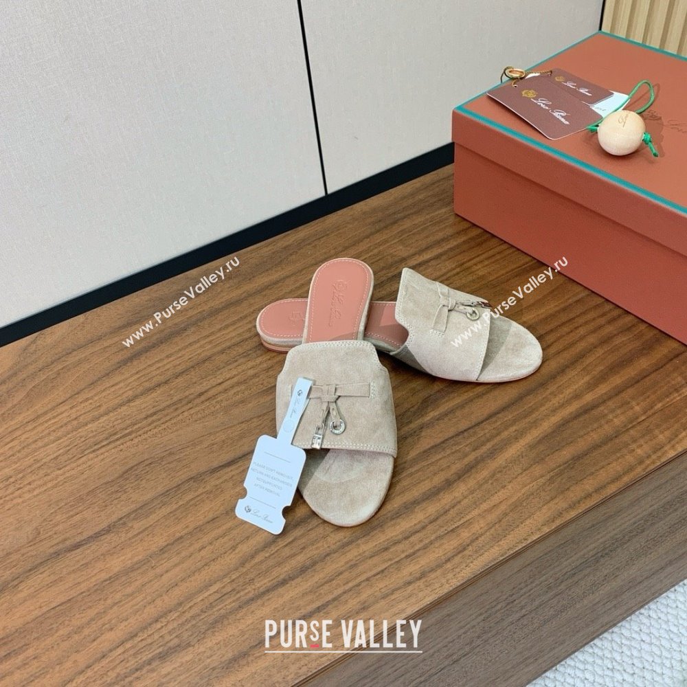 Loro Piana Summer Charms Slides Sandal in Suede LP62026 Deep Khaki 2025 (HH-25062026)