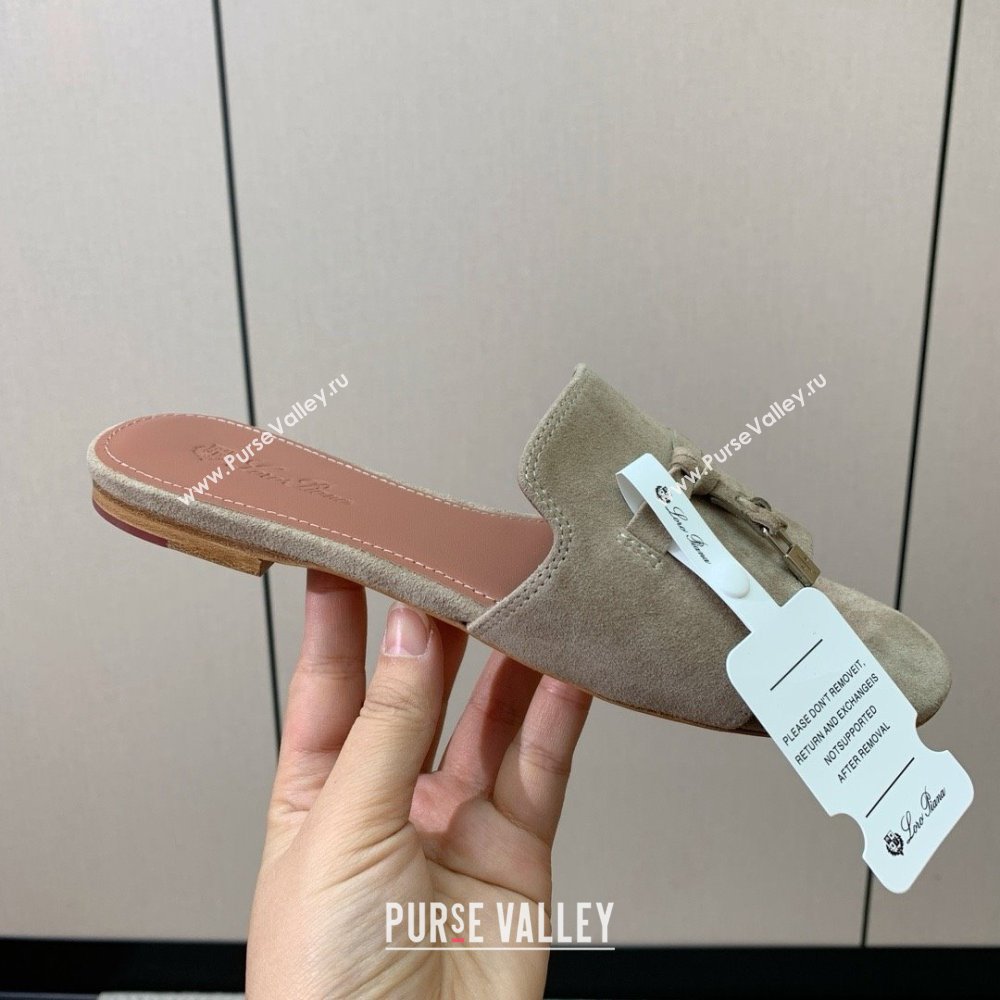 Loro Piana Summer Charms Slides Sandal in Suede LP62026 Deep Khaki 2025 (HH-25062026)