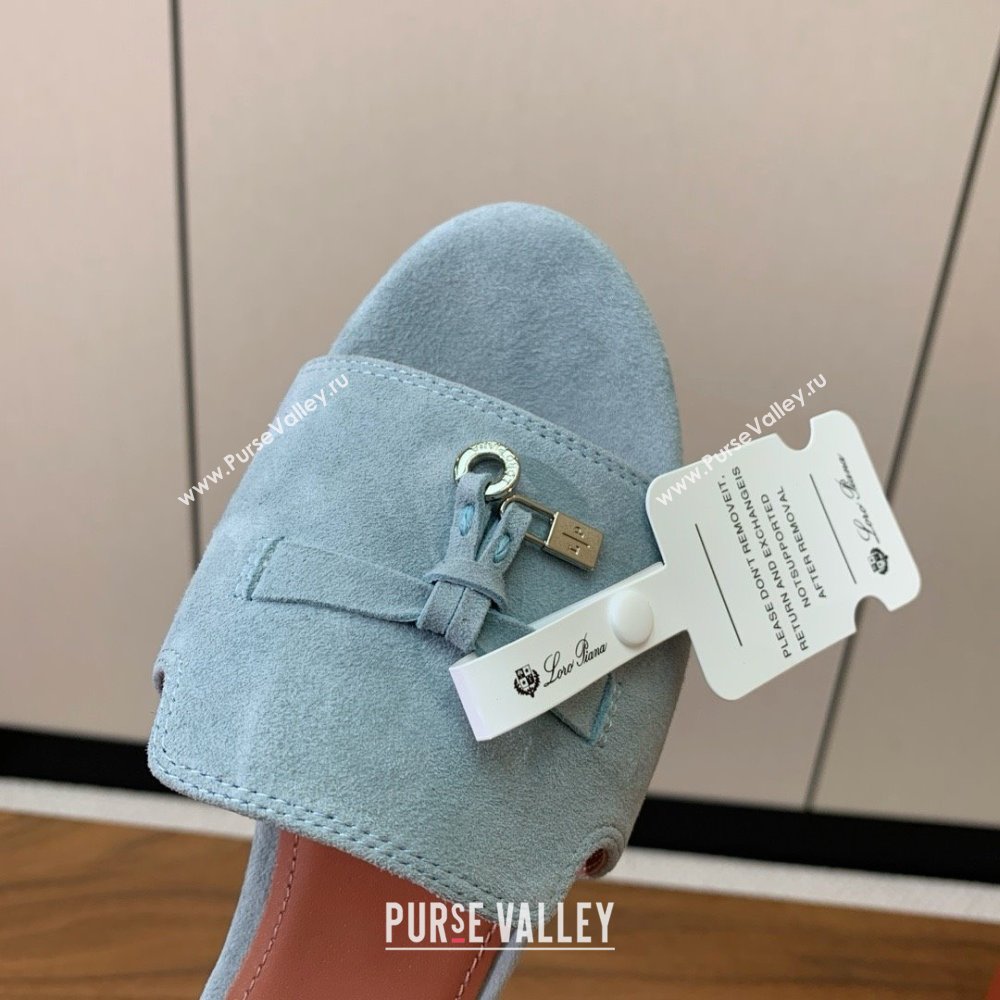 Loro Piana Summer Charms Slides Sandal in Suede LP62027 Light Blue 2025 (HH-25062027)