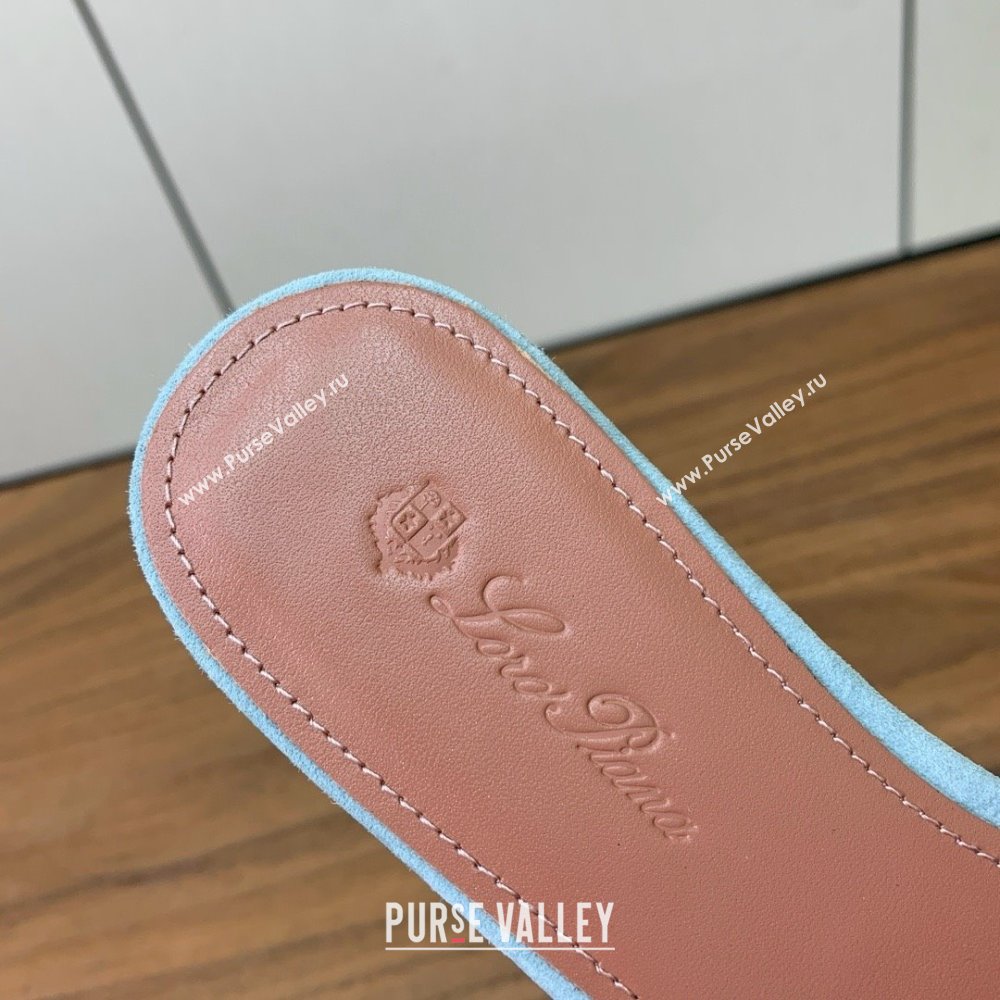 Loro Piana Summer Charms Slides Sandal in Suede LP62027 Light Blue 2025 (HH-25062027)