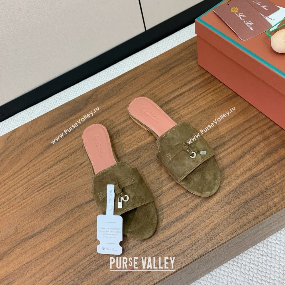 Loro Piana Summer Charms Slides Sandal in Suede LP62028 Brown 2025 (HH-25062028)