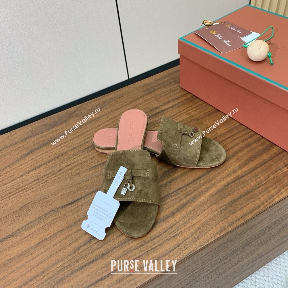 Loro Piana Summer Charms Slides Sandal in Suede LP62028 Brown 2025 (HH-25062028)
