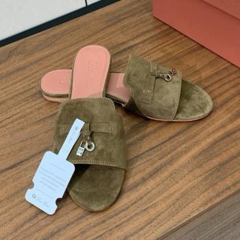 Loro Piana Summer Charms Slides Sandal in Suede LP62028 Brown 2025 (HH-25062028)