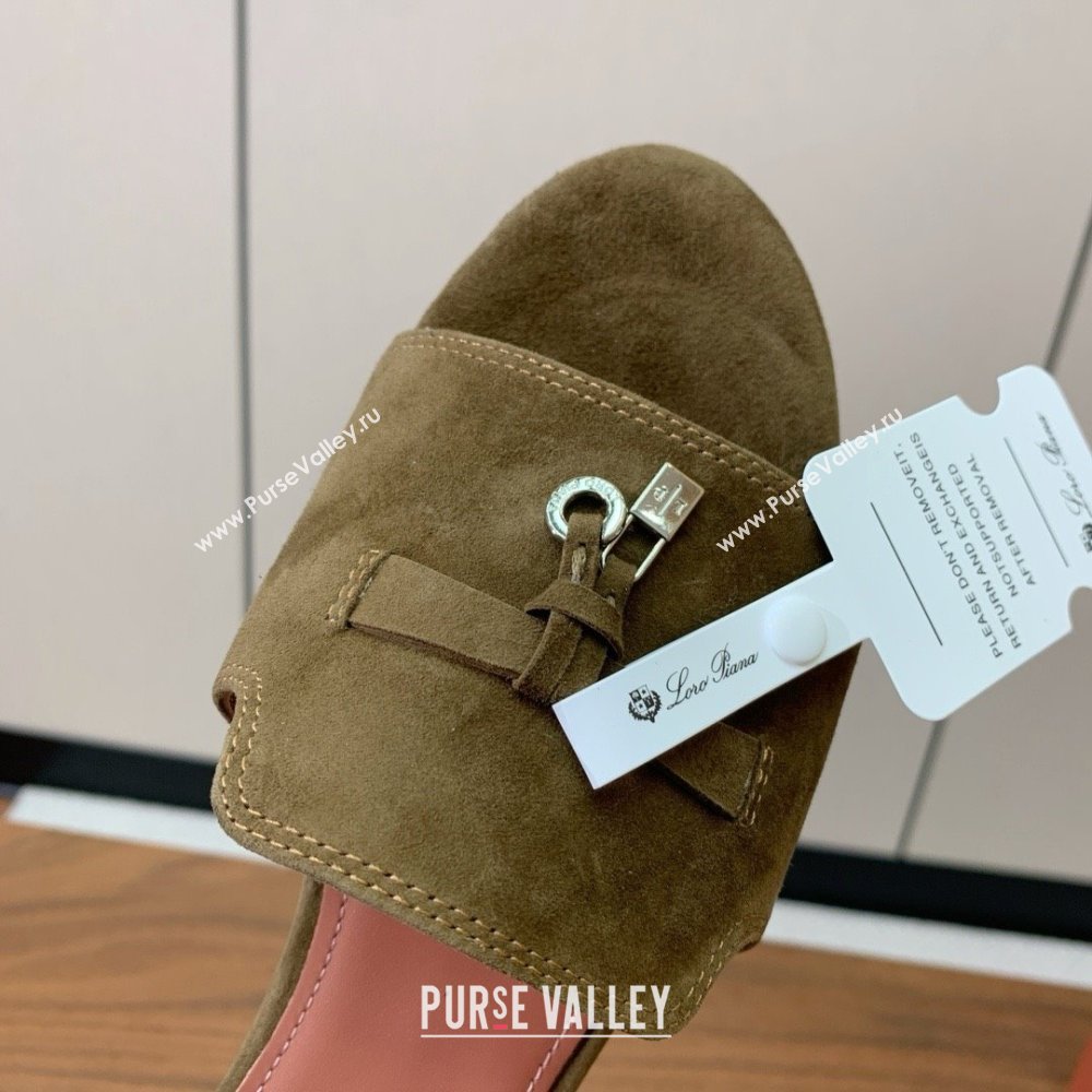 Loro Piana Summer Charms Slides Sandal in Suede LP62028 Brown 2025 (HH-25062028)