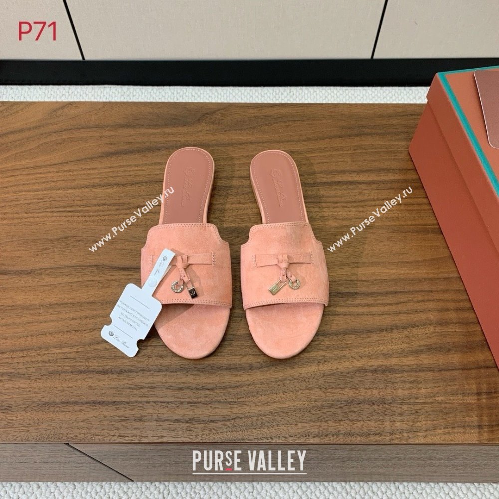 Loro Piana Summer Charms Slides Sandal in Suede LP62029 Pink 2025 (HH-25062029)