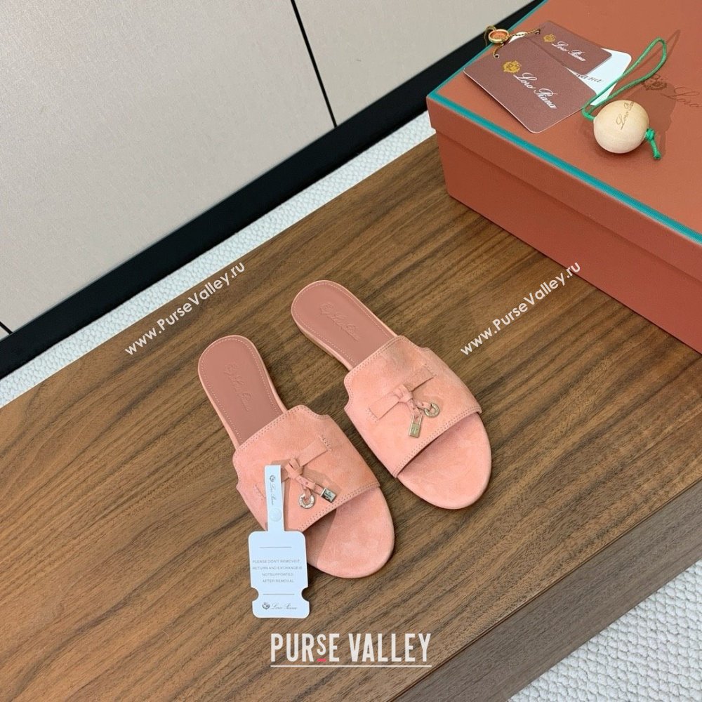 Loro Piana Summer Charms Slides Sandal in Suede LP62029 Pink 2025 (HH-25062029)