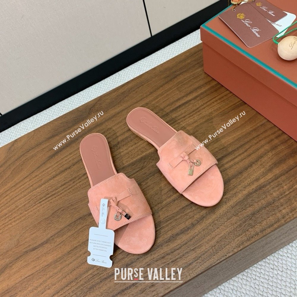 Loro Piana Summer Charms Slides Sandal in Suede LP62029 Pink 2025 (HH-25062029)
