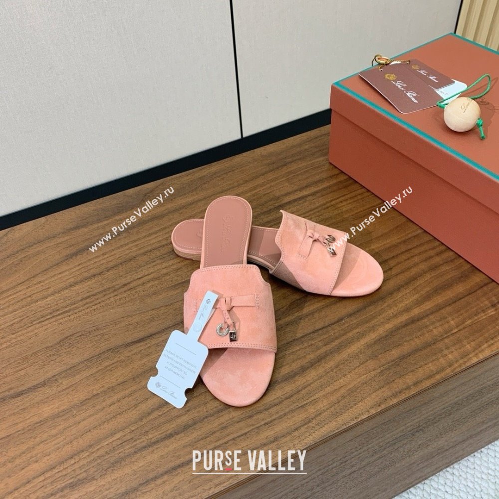 Loro Piana Summer Charms Slides Sandal in Suede LP62029 Pink 2025 (HH-25062029)
