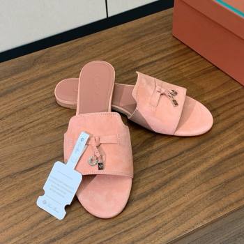 Loro Piana Summer Charms Slides Sandal in Suede LP62029 Pink 2025 (HH-25062029)