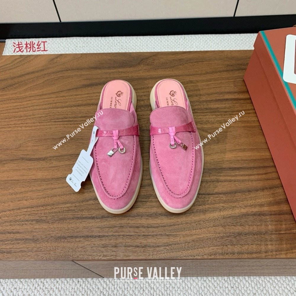 Loro Piana Charms Walk Babouche Loafer in Suede LP061915 Peach Pink 2025 (HH-25061915)
