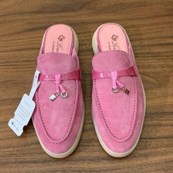 Loro Piana Charms Walk Babouche Loafer in Suede LP061915 Peach Pink 2025 (HH-25061915)