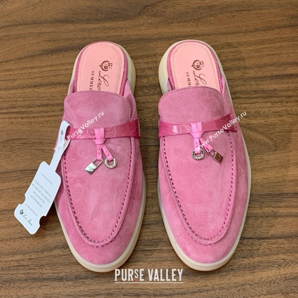 Loro Piana Charms Walk Babouche Loafer in Suede LP061915 Peach Pink 2025 (HH-25061915)