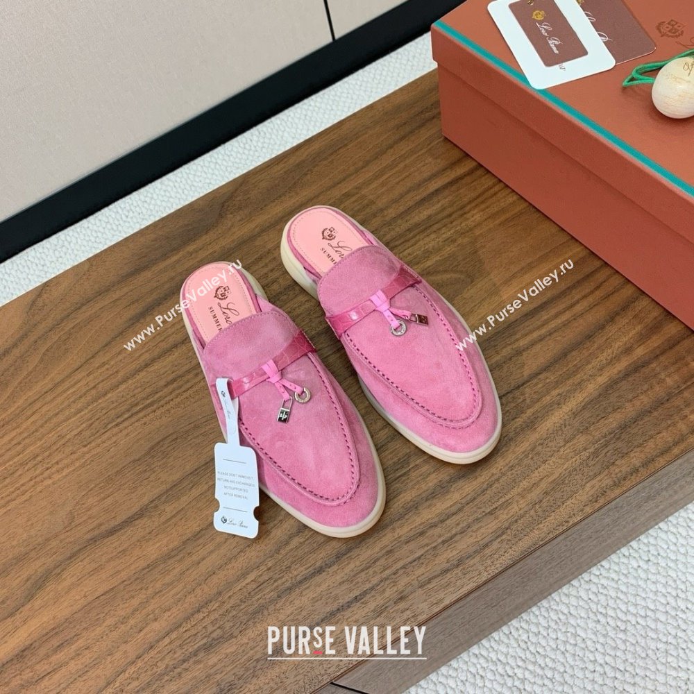 Loro Piana Charms Walk Babouche Loafer in Suede LP061915 Peach Pink 2025 (HH-25061915)