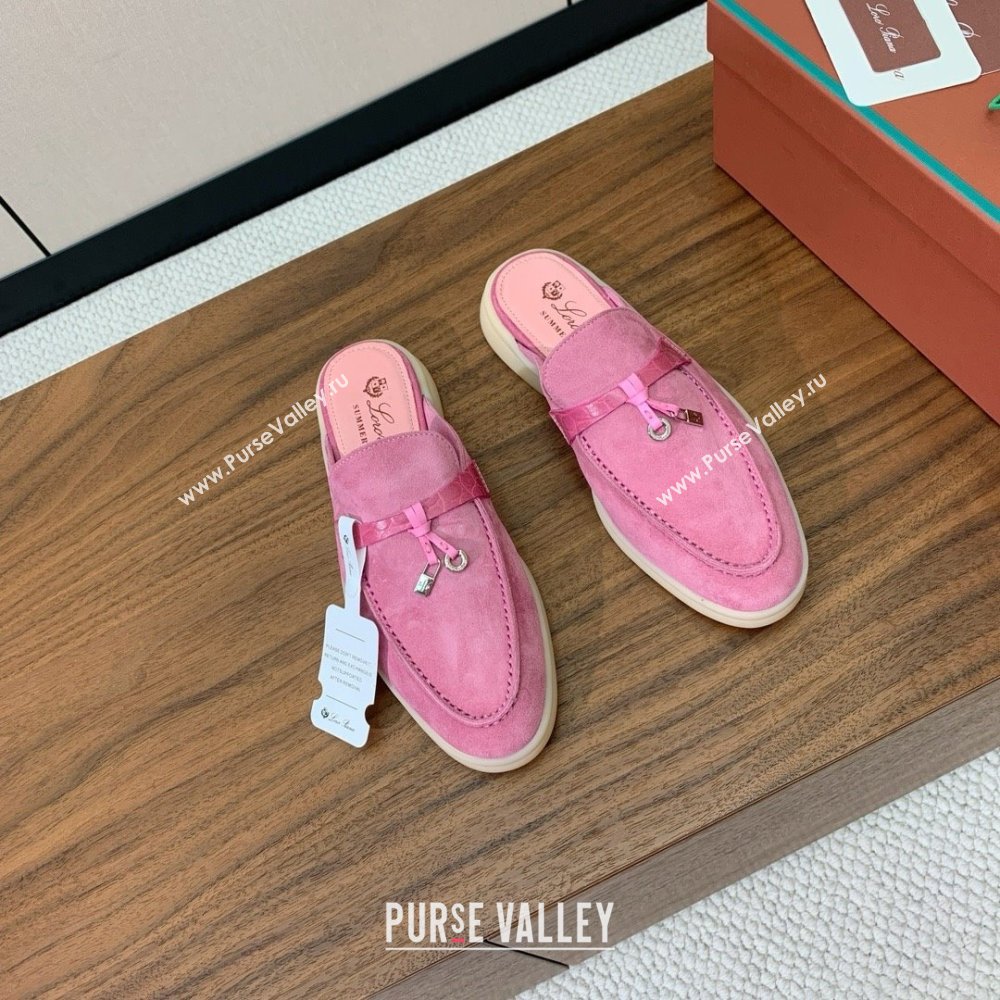 Loro Piana Charms Walk Babouche Loafer in Suede LP061915 Peach Pink 2025 (HH-25061915)